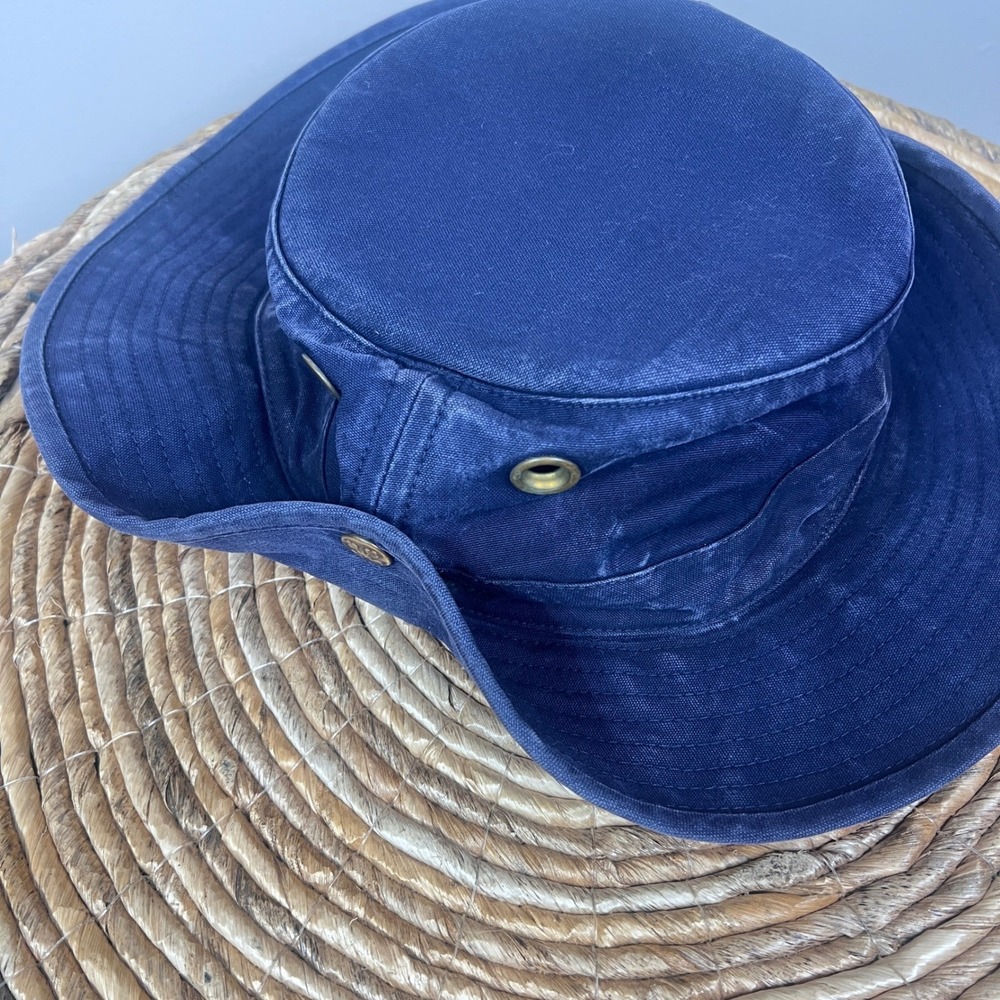 Tilley Endurables Cotton Duck Hat Mens 7 5/8 Wide Brim Snap Up Navy Blue - Picture 12 of 14